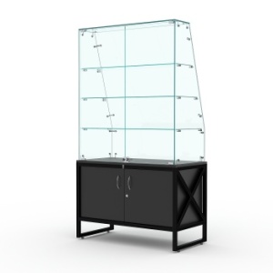 Торговый стеклянный прилавок "ЛОФТ СТИЛЬ" №115 (с дверками), Черный