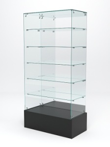 Витрина стеклянная "ИСТРА ПОДИУМ" №611 (без дверок, задняя стенка - зеркало), Черный