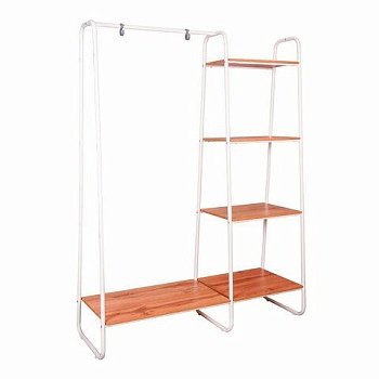 Вешалка-стеллаж "Скандинавия-1", 1470х1100х385 мм, 5 полок, металл/ЛДСП, белая/дуб, ГСС1 Б