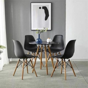 Стулья BRABIX "Eames CF-010", КОМПЛЕКТ 4 шт., пластик черный, опоры дерево/металл, 532631