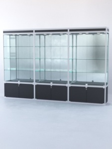 Витрина "ПРЯМОУГОЛЬНАЯ" №1-3м-400-3 (задняя стенка - зеркало), Черный