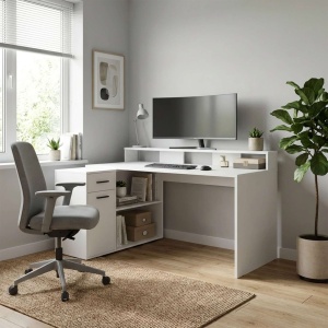 Стол компьютерный Интерлиния СК-14, белый, лдсп