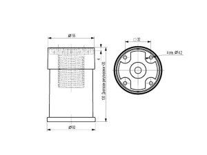 Опора Рондо, регулируемая D50, H100-120, круглая, пластиковая, матовый хром