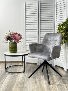 Стул DANTE 360 град. поворот. VT5001-7 ант светло-серый, велюр без "пальчиковый"/черный, DISAUR