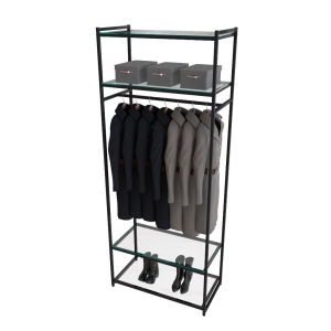 Стеллаж для одежды AС2290-15-Ч со стеклом 220х90х45