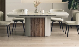 Стол БАТИСТ 200 цвет ПАТАГОНИЯ (PATAGONIA), керамика / ЛАТТЕ / ОРЕХ ЭККО