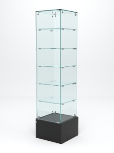 Витрина стеклянная "ИСТРА ПОДИУМ" №510 (с дверкой, задняя стенка - стекло), Черный