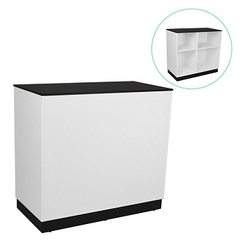 СТ-01-120611 Кассовый стол 1200х600х1100Н, ЛДСП 16 мм, белый/черный шагрень