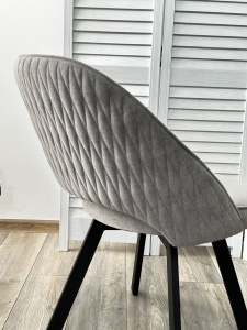 Стул ДУНА (DUNA) 360 град. поворот. B22 Серый, велюр / черный каркас