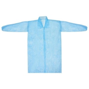 Халат одноразовый голубой на липучке КОМПЛЕКТ 10 шт, XL, 110 см резинка, 20 г/м2, СНА