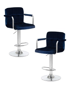 Набор 2 шт Стул барный DOBRIN KRUGER ARM, синий велюр (MJ9-117)
