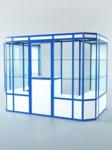 Павильон торговый из профиля пристенный №6а, Белый + Делфт голубой U525 ST9