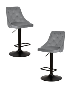 Набор 2 шт Стул барный DOBRIN JOSEPH BLACK, серый велюр (MJ9-75)