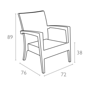 Кресло пластиковое плетеное с подушкой Miami Lounge Armchair антрацит