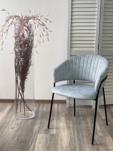 Стул ГЕММА, цвет RAIN 13 blue, велюр / черный каркас