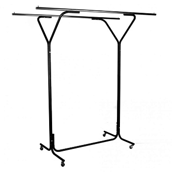 5М-Y02К "Фонтан" Вешало для одежды напольное с двумя перекладинами, 1600Lх1600Hx700Dмм  цвет металла Хром
