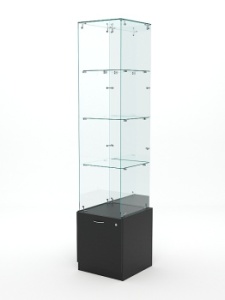 Витрина стеклянная "КРИСТАЛЛ" №108 (без дверки, задняя стенка - зеркало), Черный