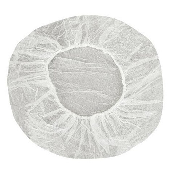 Шапочка берет белая КОМПЛЕКТ 100 шт. спанбонд 14 г/м2, KLEVER, ш/к 83517