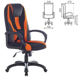 Кресло компьютерное BRABIX PREMIUM "Rapid GM-102", НАГРУЗКА 180 кг, экокожа/ткань, черно/оранжевое, 532420, GM-102_532420