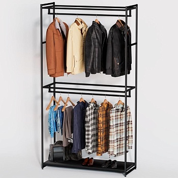 Стеллаж для одежды в стиле Лофт A22120-04-ЧЧ (220х120х45)