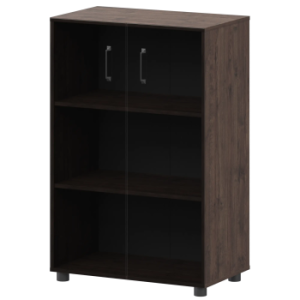 Стеллаж средний закрытый с стеклянными фасадами Приоритет К-933,К-946,КФ-946 Дуб апрель