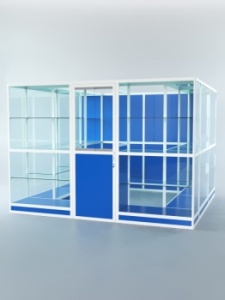 Павильон торговый из профиля пристенный №9г, Делфт голубой U525 ST9 + Белый