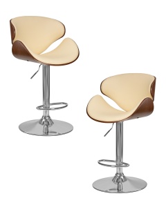 Набор 2 шт Стул барный DOBRIN KARTER, коричневое дерево, кремовый