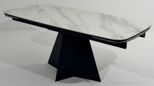 Стол САХАРА 180 цвет БЕЛЫЙ МРАМОР АКТИВНЫЙ , керамика / Черный каркас