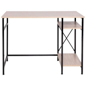 Стол BRABIX "SMART CD-018", 1100х600х765 мм, ЛОФТ, 2 полки, металл/ЛДСП ясень шимо светлый, каркас черный, 641945