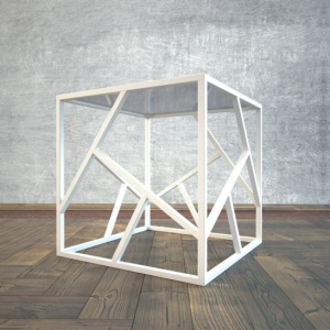 Стол журнальный Империал стекло графит, белый металл