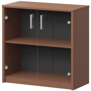 Стеллаж низкий с прозрачным стеклом Арго А-302/А-стл302пр Терракота