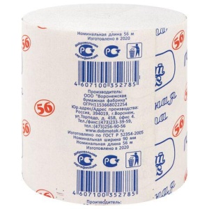 Бумага туалетная бытовая, 56 м, ДОБРЫЙ МОТОК, ГОСТ-56, без втулки (эконом), М-62