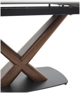 Стол БЛАНКО (BLANCO) 160 цвет ЧЕРНЫЙ МРАМОР МАТОВЫЙ (MATT BLACK MARBLE SOLID CERAMIC / ОРЕХ, ®DISAUR