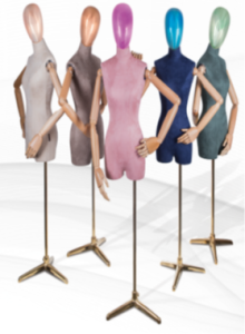 D-4-1Сolor Манекен порт-демонстр. женский с головой на металлической треноге,шарнирные руки (дерево)