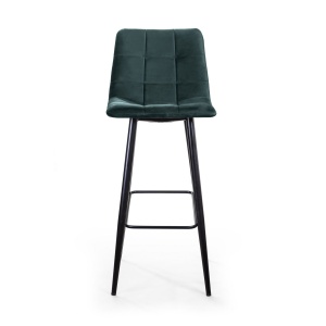 Стул барный Уно, бархат зелёный 19 / чёрный конус