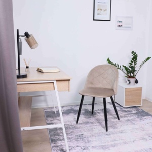 Стул Honnor, бежевый, велюр, цвет каркаса черный