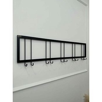 Вешалка настенная металлическая с крючками -115 (черный)