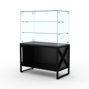 Торговый стеклянный прилавок "ЛОФТ СТИЛЬ" №7 (без дверок), Черный