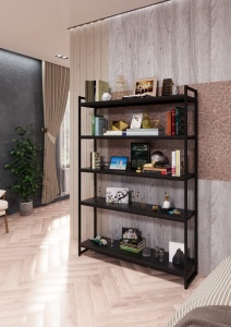 Стеллаж лофт ПЧ-1712Ч с черными полками