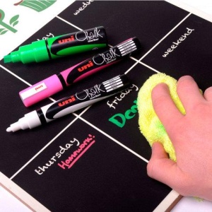 Маркер меловой UNI &quot;Chalk&quot;, 1,8-2,5 мм, БЕЛЫЙ, влагостираемый, для гладких поверхностей, PWE-5M WHITE