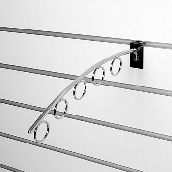 A148-350 Кронштейн наклонный с 5-ю кольцами, d=8мм, длина 350мм, хром