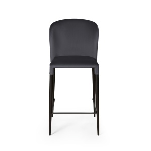 Стул полубарный Альберт, бархат серый 27 /опора конус