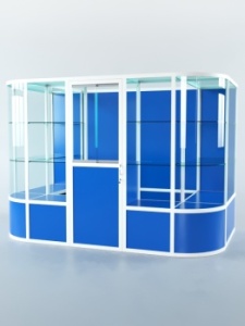 Павильон торговый из профиля пристенный №8б, Делфт голубой U525 ST9 + Белый