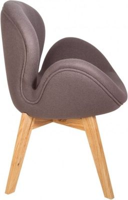 Кресло с обивкой Swan Wood Legs (Arne Jacobsen) A062 натуральный, серый