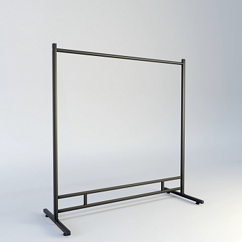 Рейл для одежды BREVEUS1325 усиленный в стиле Лофт на ножках, с круглой штангой, черная