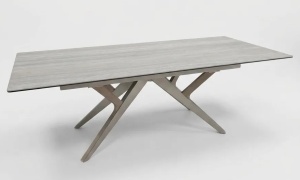 Стол КОСТА (COSTA) 180 ТРАВЕРТИН (MATTE SPANISH TRAVERTINE) керамика/ Латте / Орех натур, ®DISAUR