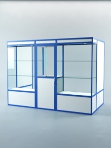 Павильон торговый из профиля пристенный №1а, Белый + Делфт голубой U525 ST9