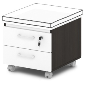 Тумба подкатная низкая S-96 Сентида - Sentida (Восприятие) цвет Дуб Честерфилд и Белый