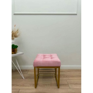 Банкетка Марсей 40-44 с полкой (светло-розовый/золото)