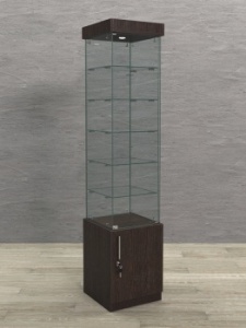 Витрина стеклянная "КРАСА" №502 (с дверкой, задняя стенка - стекло), Дуб Венге